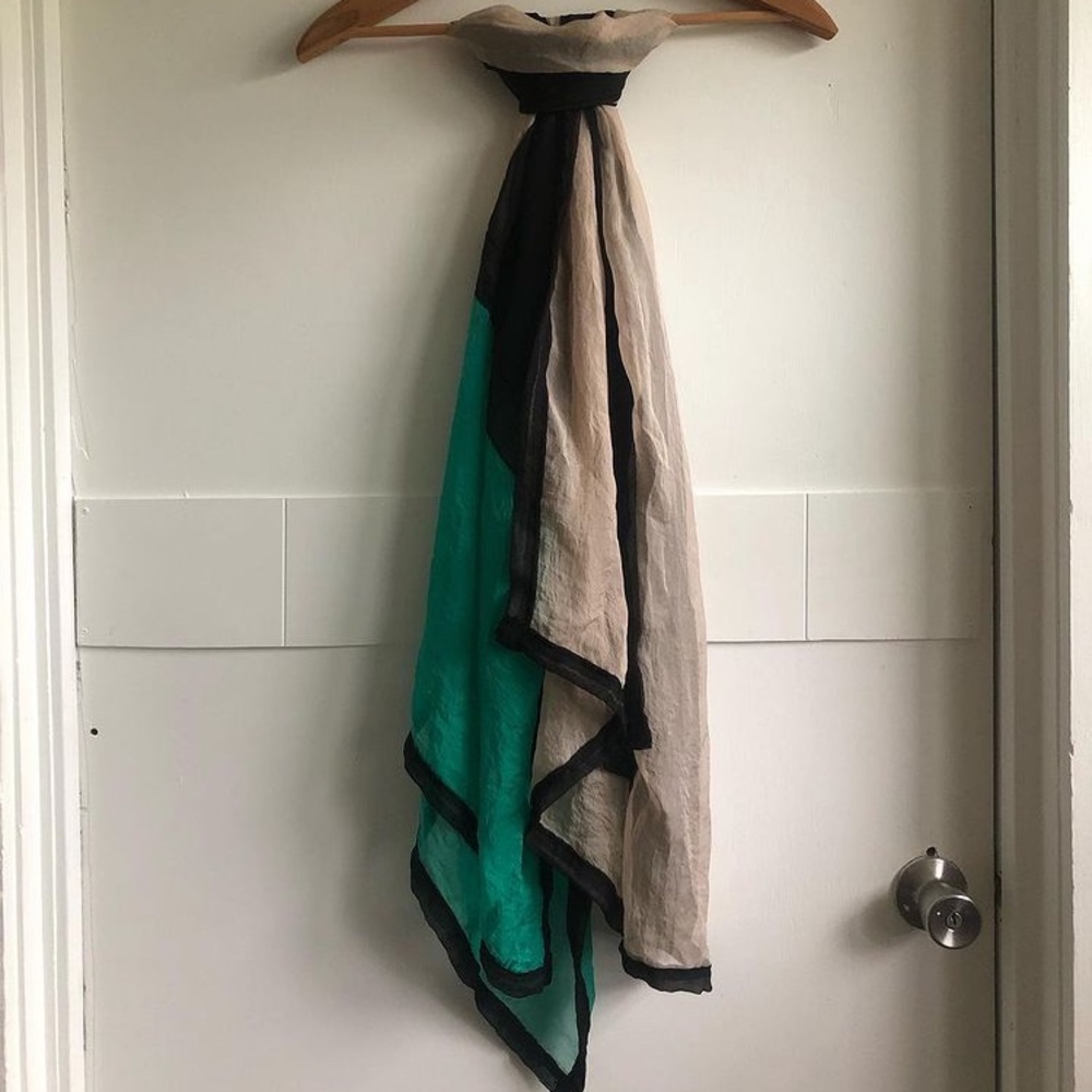 sheer colour block scarf | large rectangle 45” x 67” | no tags